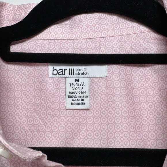 Bar III Men’s Slim Fit Stretch Dress Shirt Pink Medium Button Down - Picture 3 of 4